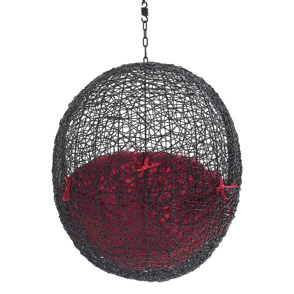 Modway Furniture Encase Outdoor Patio Swing Chair - Stylish Lounge with Plush Cushion for Ultimate Comfort & Durability Black Red EEI-3636-BLK-RED