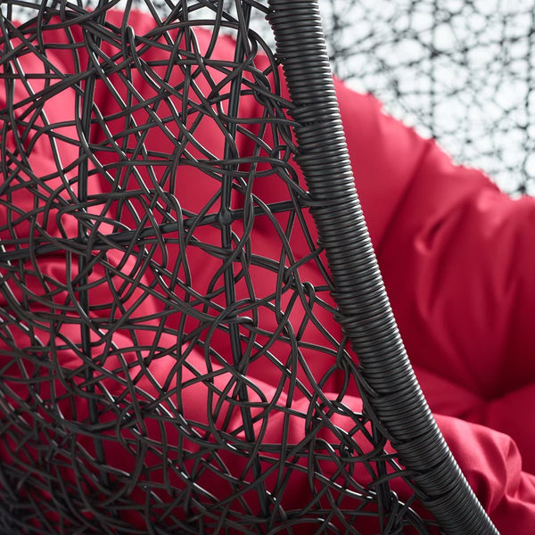 Modway Furniture Encase Outdoor Patio Swing Chair - Stylish Lounge with Plush Cushion for Ultimate Comfort & Durability Black Red EEI-3636-BLK-RED