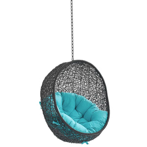 Modway Furniture Encase Outdoor Patio Swing Chair - Stylish Lounge with Plush Cushion for Ultimate Comfort & Durability Black Turquoise EEI-3636-BLK-TRQ