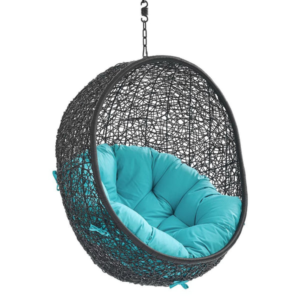 Modway Furniture Encase Outdoor Patio Swing Chair - Stylish Lounge with Plush Cushion for Ultimate Comfort & Durability Black Turquoise EEI-3636-BLK-TRQ