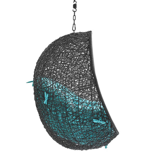 Modway Furniture Encase Outdoor Patio Swing Chair - Stylish Lounge with Plush Cushion for Ultimate Comfort & Durability Black Turquoise EEI-3636-BLK-TRQ