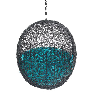 Modway Furniture Encase Outdoor Patio Swing Chair - Stylish Lounge with Plush Cushion for Ultimate Comfort & Durability Black Turquoise EEI-3636-BLK-TRQ