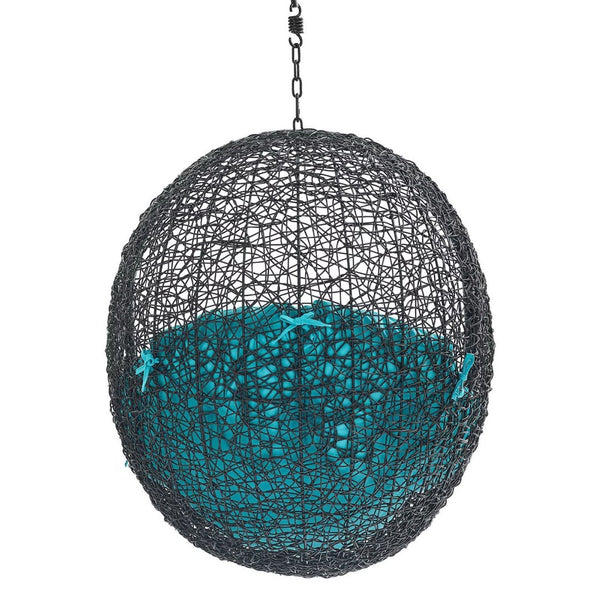 Modway Furniture Encase Outdoor Patio Swing Chair - Stylish Lounge with Plush Cushion for Ultimate Comfort & Durability Black Turquoise EEI-3636-BLK-TRQ