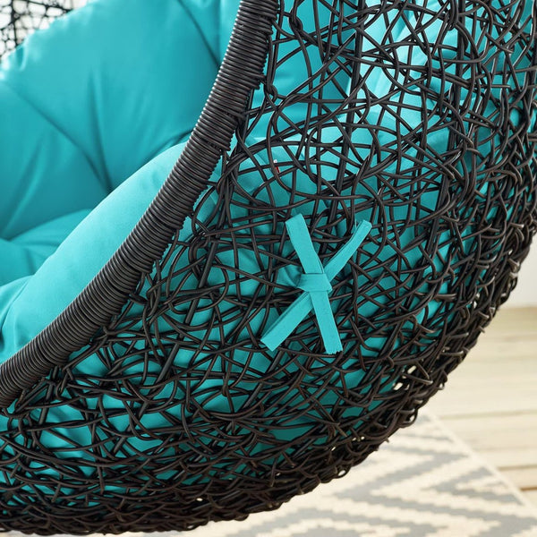 Modway Furniture Encase Outdoor Patio Swing Chair - Stylish Lounge with Plush Cushion for Ultimate Comfort & Durability Black Turquoise EEI-3636-BLK-TRQ