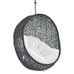 Modway Furniture Encase Outdoor Patio Swing Chair - Stylish Lounge with Plush Cushion for Ultimate Comfort & Durability Black White EEI-3636-BLK-WHI