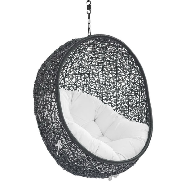 Modway Furniture Encase Outdoor Patio Swing Chair - Stylish Lounge with Plush Cushion for Ultimate Comfort & Durability Black White EEI-3636-BLK-WHI