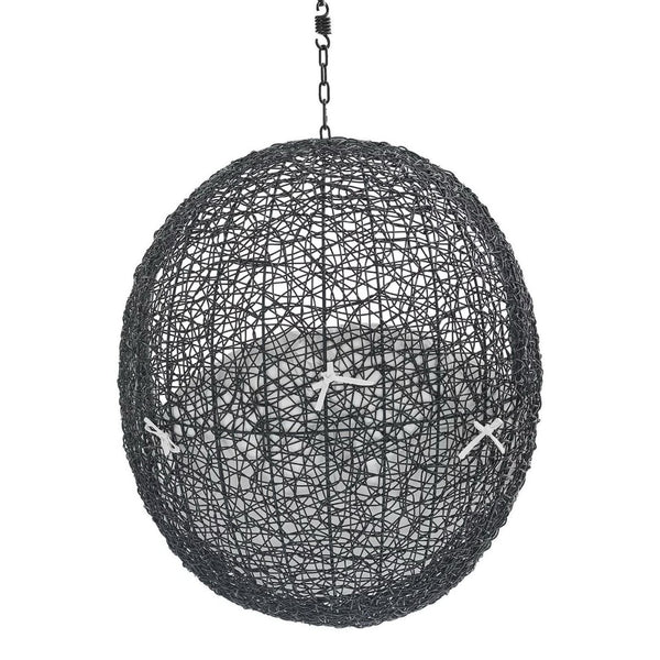 Modway Furniture Encase Outdoor Patio Swing Chair - Stylish Lounge with Plush Cushion for Ultimate Comfort & Durability Black White EEI-3636-BLK-WHI