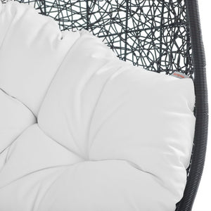 Modway Furniture Encase Outdoor Patio Swing Chair - Stylish Lounge with Plush Cushion for Ultimate Comfort & Durability Black White EEI-3636-BLK-WHI