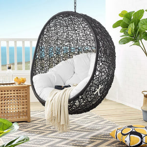 Modway Furniture Encase Outdoor Patio Swing Chair - Stylish Lounge with Plush Cushion for Ultimate Comfort & Durability Black White EEI-3636-BLK-WHI