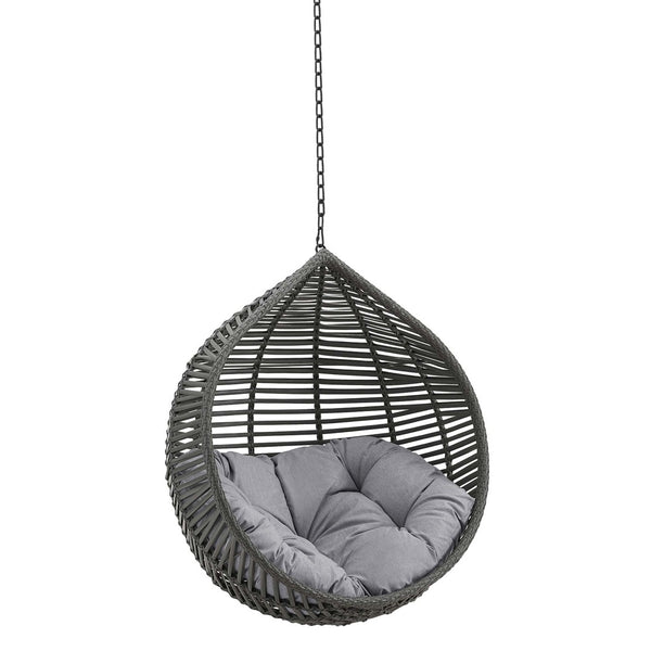 Modway Furniture Garner Teardrop Outdoor Swing Chair – Modern, Stylish, and Durable for Ultimate Relaxation Anywhere Gray Gray EEI-3637-GRY-GRY