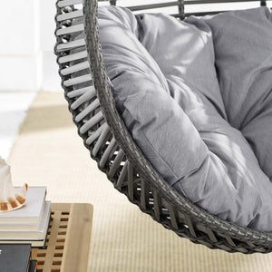 Modway Furniture Garner Teardrop Outdoor Swing Chair – Modern, Stylish, and Durable for Ultimate Relaxation Anywhere Gray Gray EEI-3637-GRY-GRY