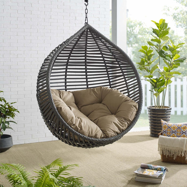 Modway Furniture Garner Teardrop Outdoor Swing Chair – Modern, Stylish, and Durable for Ultimate Relaxation Anywhere Gray Mocha EEI-3637-GRY-MOC