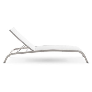 Modway Furniture Savannah Mesh Chaise Outdoor Lounge Chair - Durable Aluminum Frame for Stylish All-Weather Comfort White EEI-3721-WHI