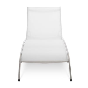 Modway Furniture Savannah Mesh Chaise Outdoor Lounge Chair - Durable Aluminum Frame for Stylish All-Weather Comfort White EEI-3721-WHI