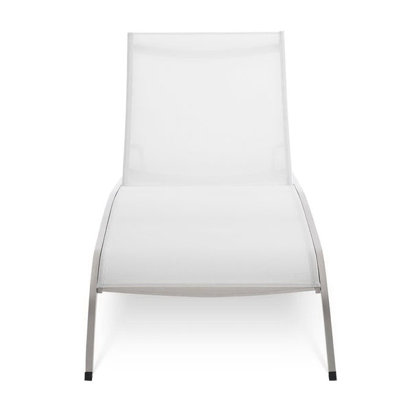 Modway Furniture Savannah Mesh Chaise Outdoor Lounge Chair - Durable Aluminum Frame for Stylish All-Weather Comfort White EEI-3721-WHI