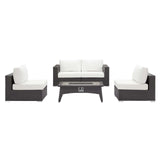 Modway Furniture Convene 5 Piece Set Outdoor Patio with Fire Pit EEI-3723-EXP-WHI-SET