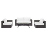Modway Furniture Convene 5 Piece Set Outdoor Patio with Fire Pit EEI-3728-EXP-WHI-SET