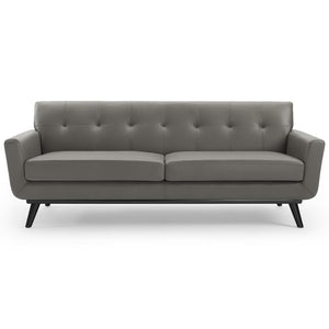 Modway Furniture Engage Top-Grain Leather Lounge Sofa - Mid-Century Modern Design for Stylish Living Spaces Gray EEI-3733-GRY