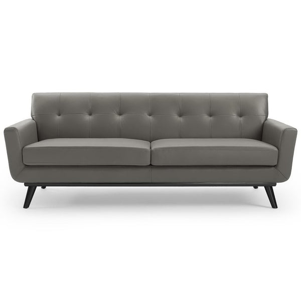 Modway Furniture Engage Top-Grain Leather Lounge Sofa - Mid-Century Modern Design for Stylish Living Spaces Gray EEI-3733-GRY
