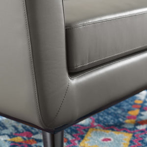 Modway Furniture Engage Top-Grain Leather Lounge Armchair - Mid-Century Modern Design for Living Rooms & Offices EEI-3734-GRY