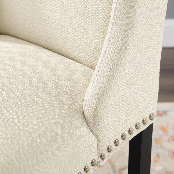 Modway Furniture Baron Upholstered Fabric Counter Stool - Elegant Comfort with Nailhead Trim for Stylish Dining Spaces Beige EEI-3735-BEI