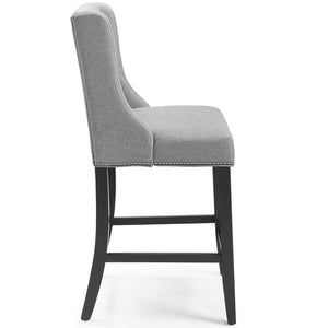 Modway Furniture Baron Upholstered Fabric Counter Stool - Elegant Comfort with Nailhead Trim for Stylish Dining Spaces Light Gray EEI-3735-LGR