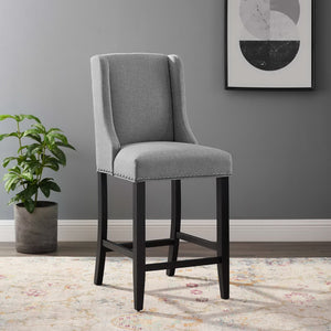 Modway Furniture Baron Upholstered Fabric Counter Stool - Elegant Comfort with Nailhead Trim for Stylish Dining Spaces Light Gray EEI-3735-LGR