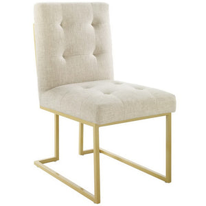 Modway Furniture Privy Gold Stainless Steel Upholstered Art Deco Dining Accent Chair - Plush Comfort & Glam Style EEI-3743-GLD-BEI
