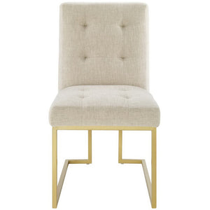 Modway Furniture Privy Gold Stainless Steel Upholstered Art Deco Dining Accent Chair - Plush Comfort & Glam Style EEI-3743-GLD-BEI