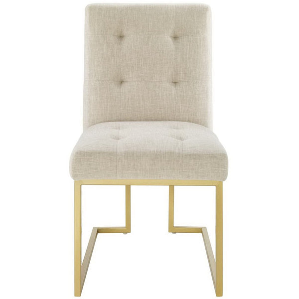 Modway Furniture Privy Gold Stainless Steel Upholstered Art Deco Dining Accent Chair - Plush Comfort & Glam Style EEI-3743-GLD-BEI