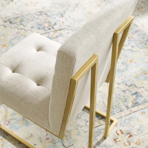 Modway Furniture Privy Gold Stainless Steel Upholstered Art Deco Dining Accent Chair - Plush Comfort & Glam Style EEI-3743-GLD-BEI