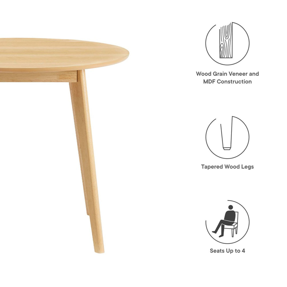 Modway Furniture Vision 35" Round Dining Table - Mid-Century Modern Oak Centerpiece for Compact Spaces & Style EEI-3749-OAK