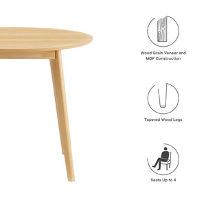 Modway Furniture Vision 35" Round Dining Table - Mid-Century Modern Oak Centerpiece for Compact Spaces & Style EEI-3749-OAK