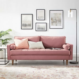 Modway Furniture Valour Performance Velvet Sofa - Elegant Mid-Century Design with Stain-Resistant Upholstery & Comfort Dusty Rose EEI-3764-DUS