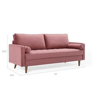 Modway Furniture Valour Performance Velvet Sofa - Elegant Mid-Century Design with Stain-Resistant Upholstery & Comfort Dusty Rose EEI-3764-DUS