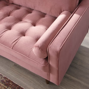 Modway Furniture Valour Performance Velvet Sofa - Elegant Mid-Century Design with Stain-Resistant Upholstery & Comfort Dusty Rose EEI-3764-DUS