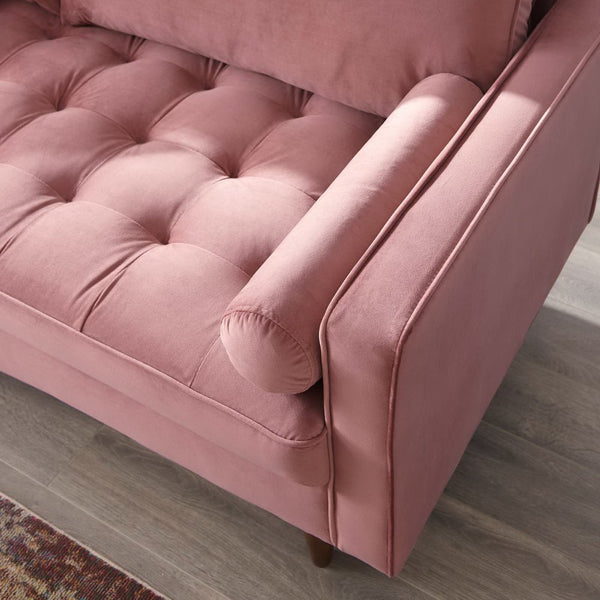 Modway Furniture Valour Performance Velvet Sofa - Elegant Mid-Century Design with Stain-Resistant Upholstery & Comfort Dusty Rose EEI-3764-DUS