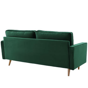 Modway Furniture Valour Performance Velvet Sofa - Elegant Mid-Century Design with Stain-Resistant Upholstery & Comfort Green EEI-3764-GRN