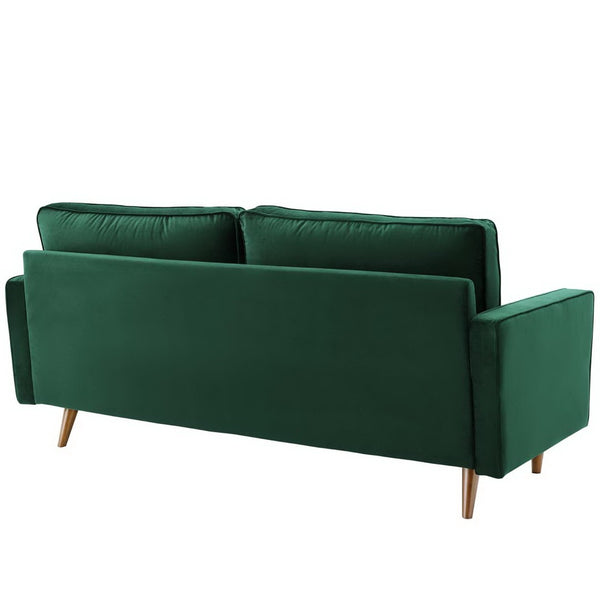 Modway Furniture Valour Performance Velvet Sofa - Elegant Mid-Century Design with Stain-Resistant Upholstery & Comfort Green EEI-3764-GRN