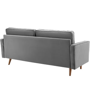 Modway Furniture Valour Performance Velvet Sofa - Elegant Mid-Century Design with Stain-Resistant Upholstery & Comfort Gray EEI-3764-GRY