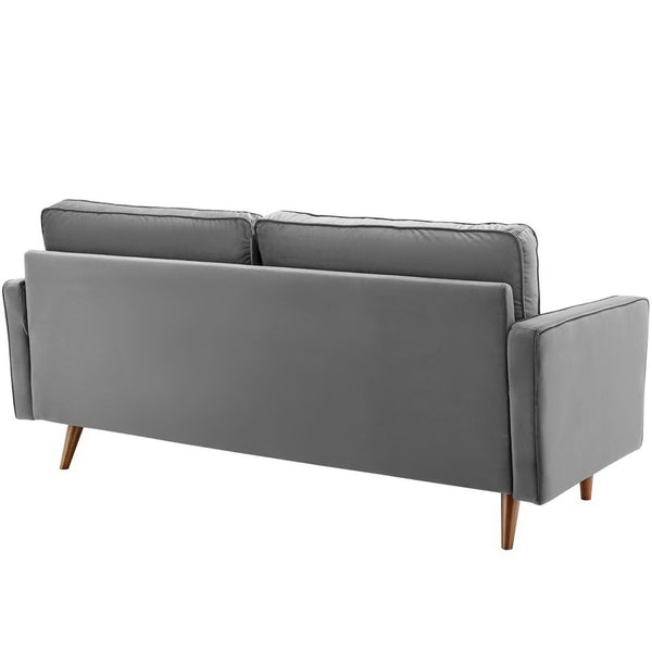 Modway Furniture Valour Performance Velvet Sofa - Elegant Mid-Century Design with Stain-Resistant Upholstery & Comfort Gray EEI-3764-GRY