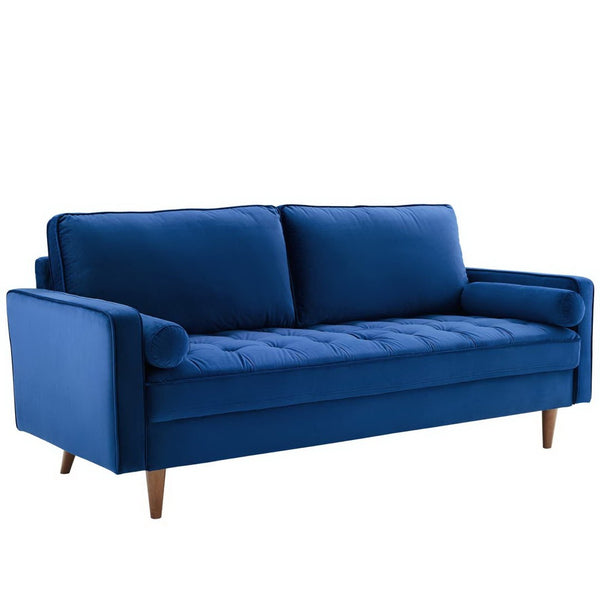 Modway Furniture Valour Performance Velvet Sofa - Elegant Mid-Century Design with Stain-Resistant Upholstery & Comfort Navy EEI-3764-NAV