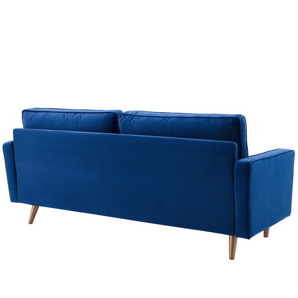 Modway Furniture Valour Performance Velvet Sofa - Elegant Mid-Century Design with Stain-Resistant Upholstery & Comfort Navy EEI-3764-NAV