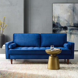 Modway Furniture Valour Performance Velvet Sofa - Elegant Mid-Century Design with Stain-Resistant Upholstery & Comfort Navy EEI-3764-NAV