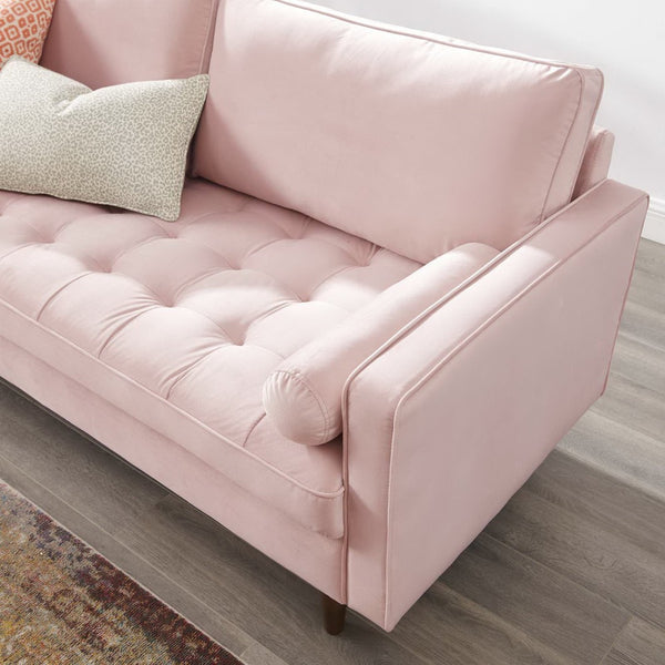 Modway Furniture Valour Performance Velvet Sofa - Elegant Mid-Century Design with Stain-Resistant Upholstery & Comfort Pink EEI-3764-PNK