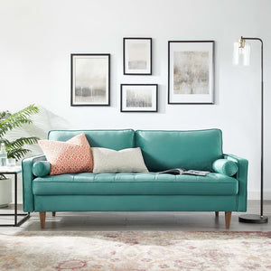 Modway Furniture Valour Performance Velvet Sofa - Elegant Mid-Century Design with Stain-Resistant Upholstery & Comfort Teal EEI-3764-TEA