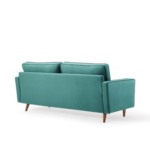 Modway Furniture Valour Performance Velvet Sofa - Elegant Mid-Century Design with Stain-Resistant Upholstery & Comfort Teal EEI-3764-TEA