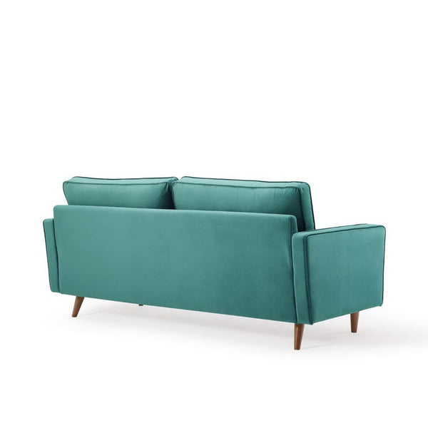 Modway Furniture Valour Performance Velvet Sofa - Elegant Mid-Century Design with Stain-Resistant Upholstery & Comfort Teal EEI-3764-TEA