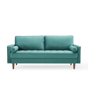 Modway Furniture Valour Performance Velvet Sofa - Elegant Mid-Century Design with Stain-Resistant Upholstery & Comfort Teal EEI-3764-TEA