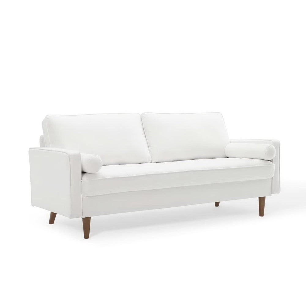 Modway Furniture Valour Performance Velvet Sofa - Elegant Mid-Century Design with Stain-Resistant Upholstery & Comfort White EEI-3764-WHI